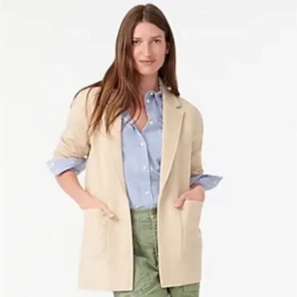 J. CREW Sophie Open Front Sweater-Blazer Heather Natural Cream Tan {X7} - Picture 1 of 5